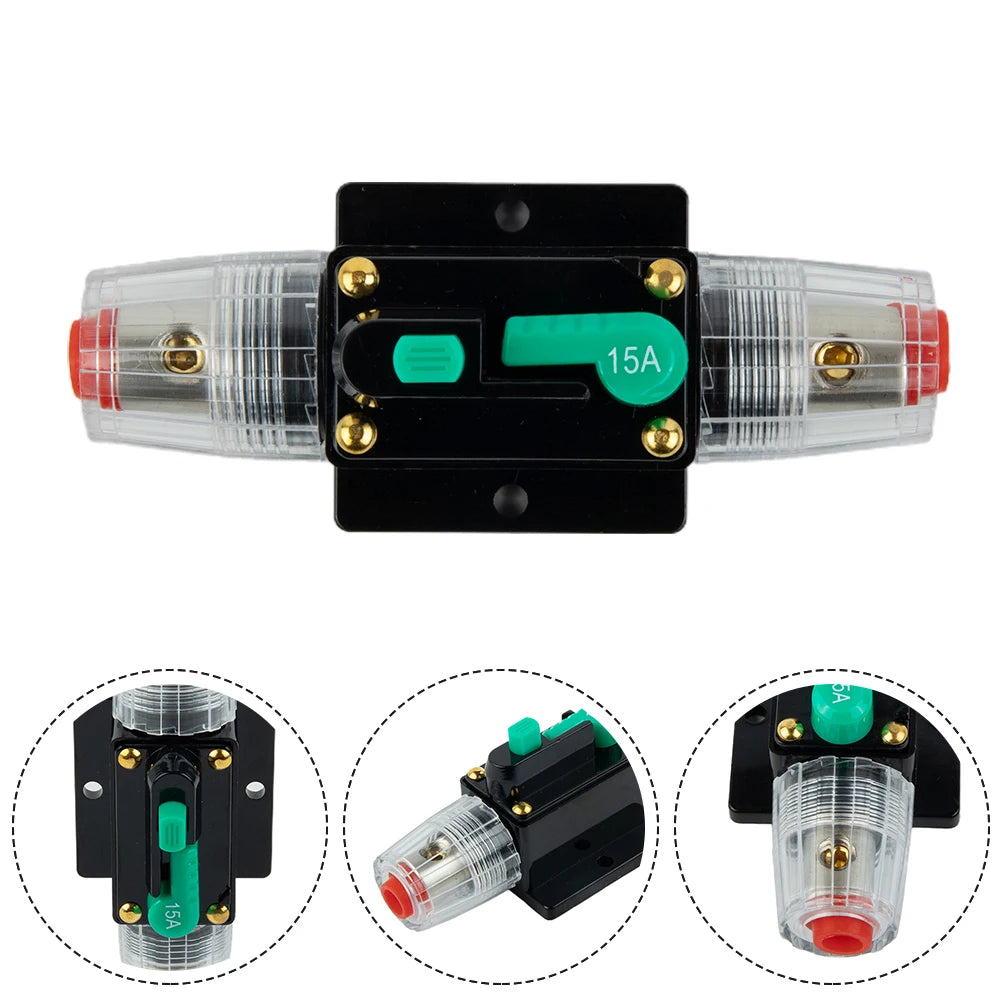 Car Boat 10A to 100A AMP Circuit Breaker Fuse Reset for 12V 24V 48V DC with Waterproof Housing and Manual Reset for Overload