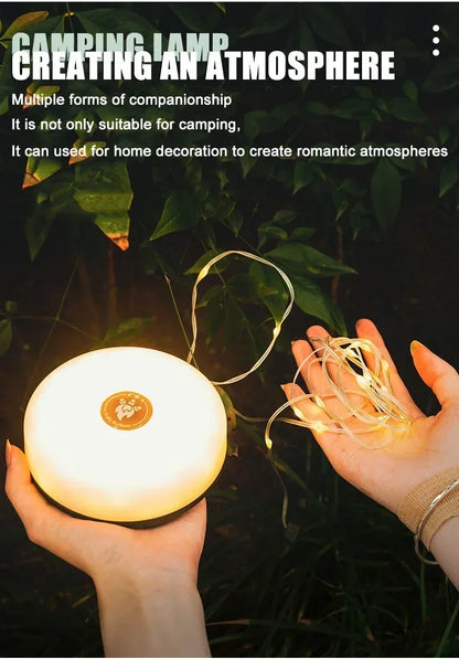 Camping String Lights Rechargeable LED Flashlight Hook lamp 4 in 1 Design 10m RGB Atmosphere Light Outdoor Waterproof Tent Light