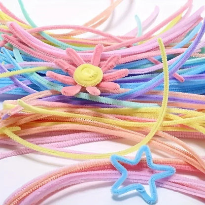 Wholesale Colorful Chenille Stems Pipe Cleaners Plush Tinsel Stem Wired Sticks Twist Stick Hair Strip DIY Craft Educational Toys