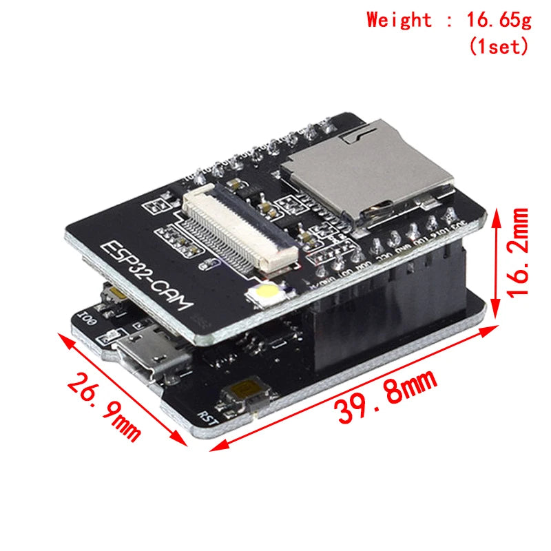 ESP32-CAM WiFi Bluetooth Development Board with OV2640 Camera and CH340 USB Interface