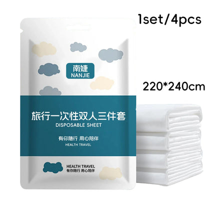 Disposable Non-Woven Bedding Set – Waterproof Travel Duvet Cover, Bed Sheet & Pillowcase Set for Hotel & Portable Travel Use