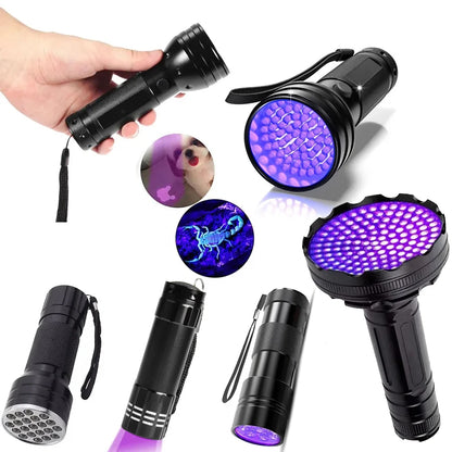 9-128 LED Ultraviolet Blacklight UV Light Lamp Detector for Dog Urine Stains Outdoor Waterproof 9-100 LED UV Flashlight Camping