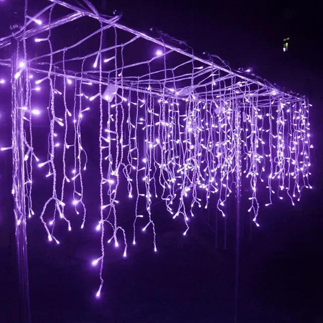 Christmas Icicle Light Decorations Outdoor Garden Street Droop LED Lamp Curtain String Fairy Garland for Eaves