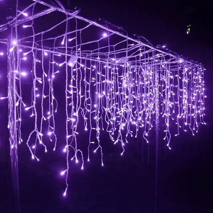 Christmas Icicle Light Decorations Outdoor Garden Street Droop LED Lamp Curtain String Fairy Garland for Eaves