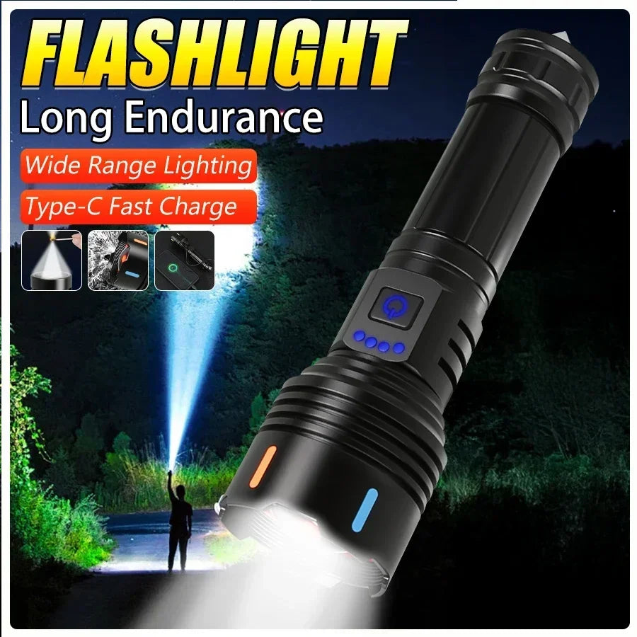 Super Bright LED Flashlight USB Rechargeable Zoom Tactical Torch