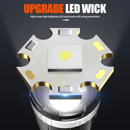 Rechargeable LED Flashlight Powerful Torch with Side Light Power Bank Zoom Emergency Lamp Outdoor Strong Light Camping Lantern