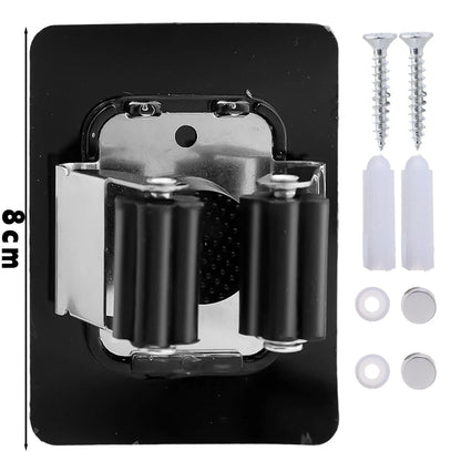 Wall Mounted Mop Holder Multi-Purpose Hook Rack Organizer