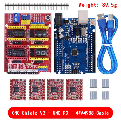 CNC Shield V3/V4 Expansion Board Kit with DRV8825/A4988 Stepper Drivers for Arduino NANO/UNO R3