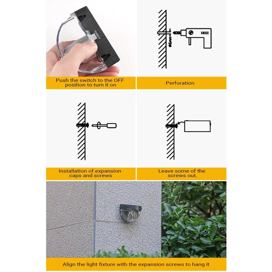 High Bright Solar Wall Light with Motion Sensing Outdoor LED Type-C Rechargeable Waterproof Lantern for Garden Balcony Staircase