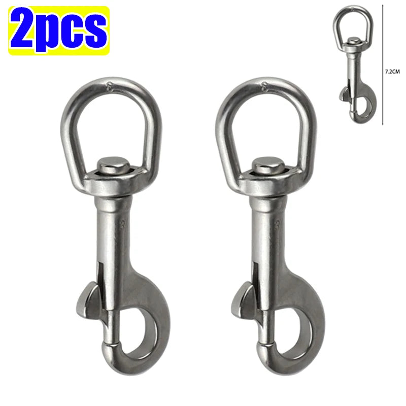 5/1pcs Stainless Steel Swivel Eye Bolt Spring Snap Hook Marine Diving D Ring Snap Hooks with Swivel for Scuba Diving Pet Leash