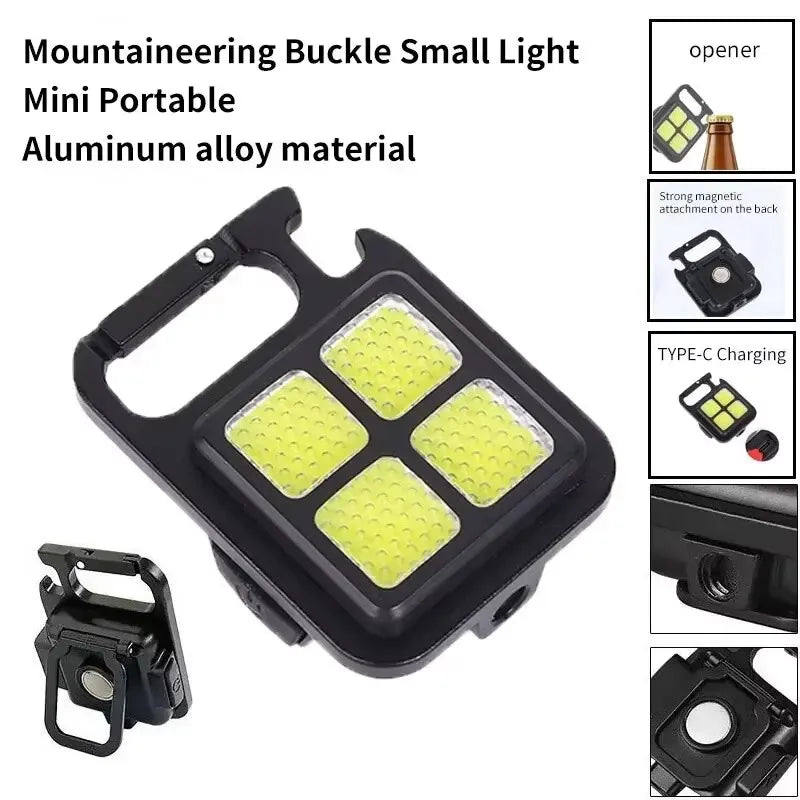 Rechargeable LED Pocket Flashlight Folding Bracket Keychain Light
