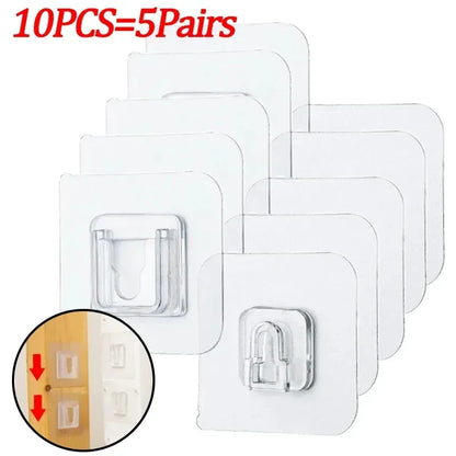 Double-Sided Adhesive Wall Hooks Strong Transparent Suction Cup Hooks