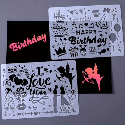 A4 5pcs/set  DIY Painting Template Wall Stencil Airbrush Scrapbook Coloring Embossing Album Diary Christmas Drawing Copy Templat