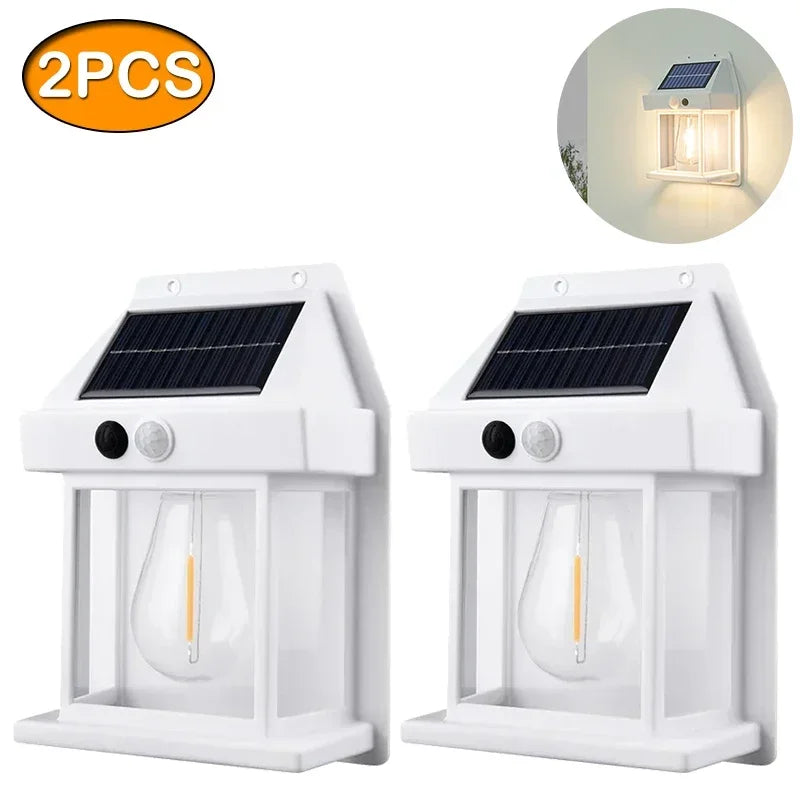 1-4PCS Solar Tungsten Filament Lamp Outdoor Waterproof Garden Wall Light Intelligent Induction Courtyard Villa Lighting Lantern