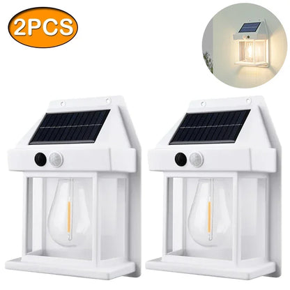 1-4PCS Solar Tungsten Filament Lamp Outdoor Waterproof Garden Wall Light Intelligent Induction Courtyard Villa Lighting Lantern