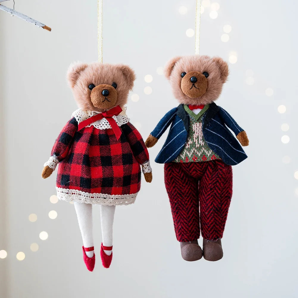 Soft Cloth Couple Bear Plush Keychain with Princess and Gentleman Cartoon Characters for Decoration and Accessories