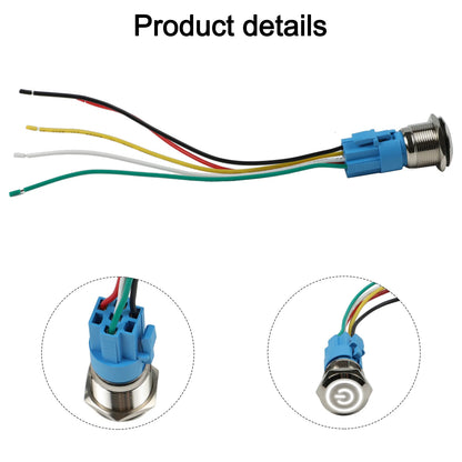 Control Systems Yellow Light Momentary Button Switch 12-24V Momentary Push Button Compact Push Button IP66 Push Button