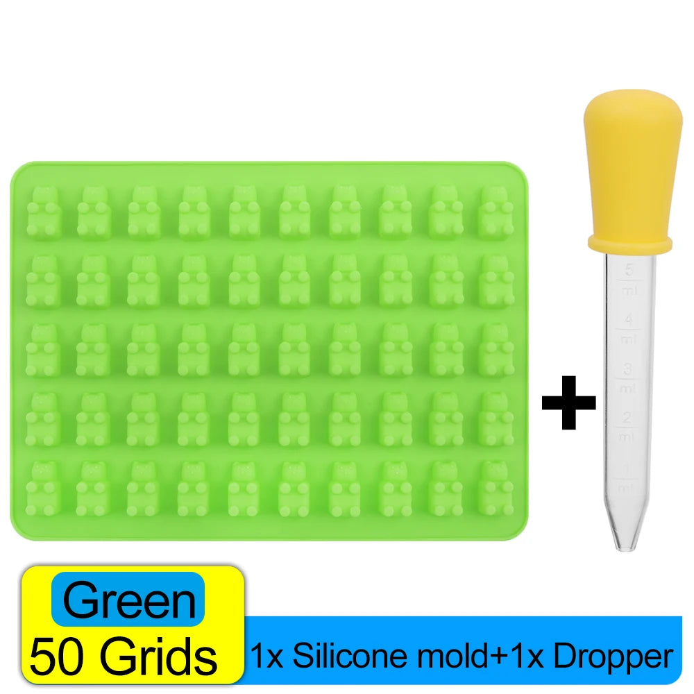 100/50x Candy Silicone Chocolate Mold Baking Supplies DIY Fudge Chocolate Candy Making Molds Gummy Bear Mold With Dropper Pastry