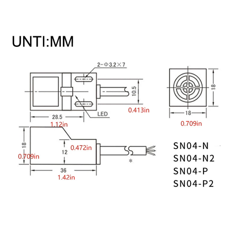 1pc NPN PNP SN04-N SN04-P SN04-N2 SN04-P2 Metal Detection Sensor Proximity Switch For Metal Detection Square Induction Switch