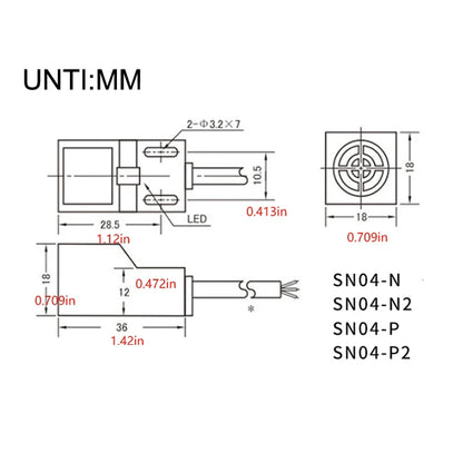 1pc NPN PNP SN04-N SN04-P SN04-N2 SN04-P2 Metal Detection Sensor Proximity Switch For Metal Detection Square Induction Switch