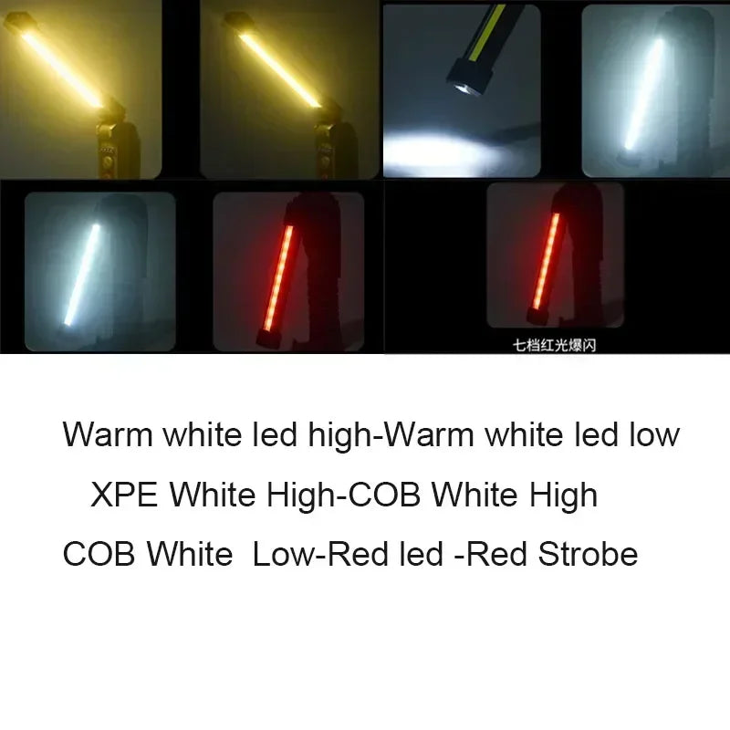 Powerful Fold Flashlight Type-c Rechargeable Lantern Built-in Battery Magnetic LED Work Lights for Camping Garage Emergency Lamp