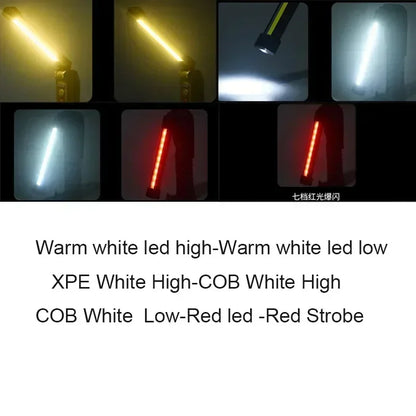 Powerful Fold Flashlight Type-c Rechargeable Lantern Built-in Battery Magnetic LED Work Lights for Camping Garage Emergency Lamp