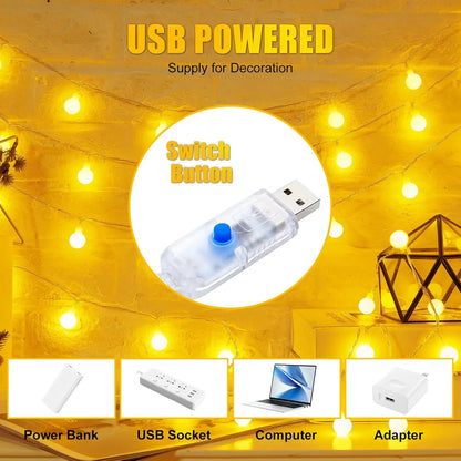 10M USB/Battery Power Ball LED String Lights Garland Lights Outdoor Lamp Wedding Garden Fairy Lights Christmas Decoration
