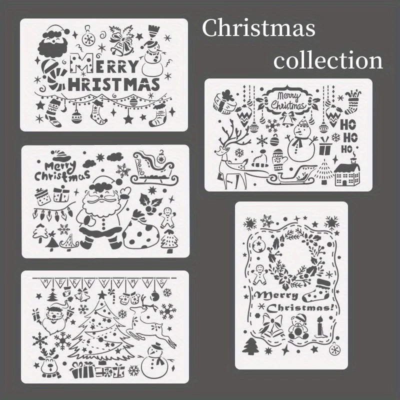 A4 5pcs/set  DIY Painting Template Wall Stencil Airbrush Scrapbook Coloring Embossing Album Diary Christmas Drawing Copy Templat