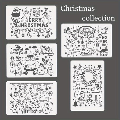 A4 5pcs/set  DIY Painting Template Wall Stencil Airbrush Scrapbook Coloring Embossing Album Diary Christmas Drawing Copy Templat