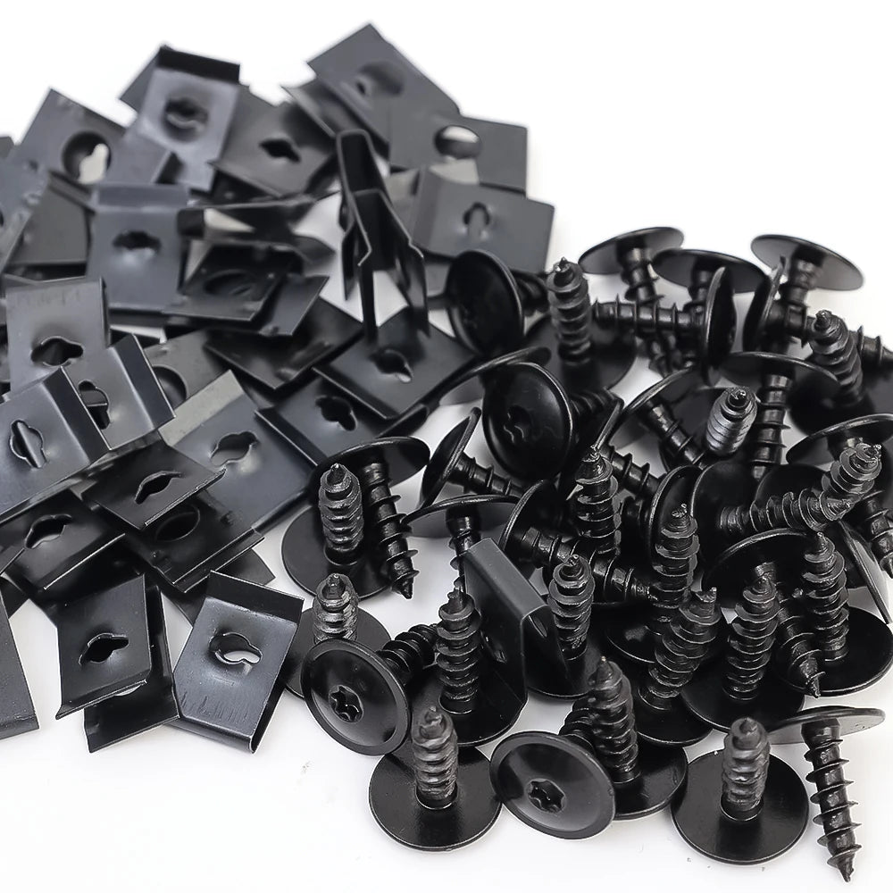 Auto Metal U-Shaped Spacers &amp; Self-Tapping Screws Kit — Car &amp; Motorcycle Body Panel Modification Accessories