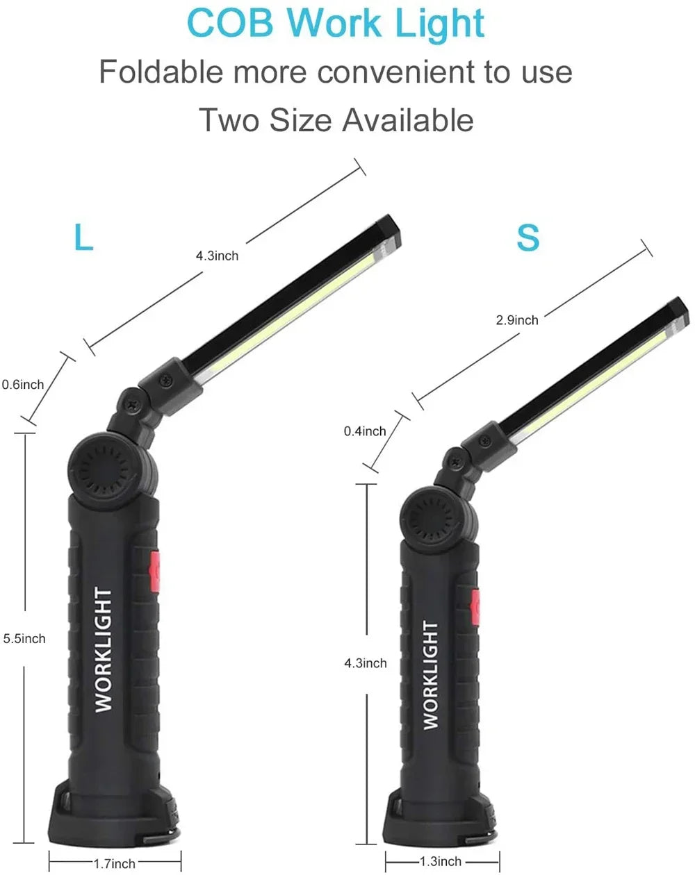 USB Rechargeable Portable COB LED Flashlight Work Light Magnetic Lanterna Hanging Lamp with Built-in Battery Camping Torch
