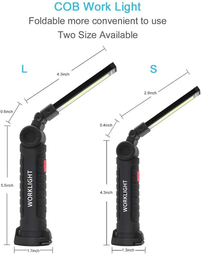 USB Rechargeable Portable COB LED Flashlight Work Light Magnetic Lanterna Hanging Lamp with Built-in Battery Camping Torch