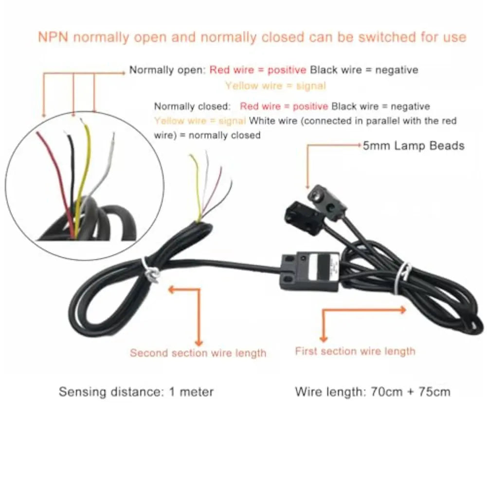 IR Break Beam Sensor Counting Module — 3mm LED, NPN Output, DC 5–24V, Arduino (1 Pair)