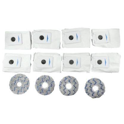 Set of 8 Dust Bags and 4 Wiping Cloths for Deebot For T20 For Omni X1 For Omni 8 Robot Vacuum Cleaner Protective Accessories
