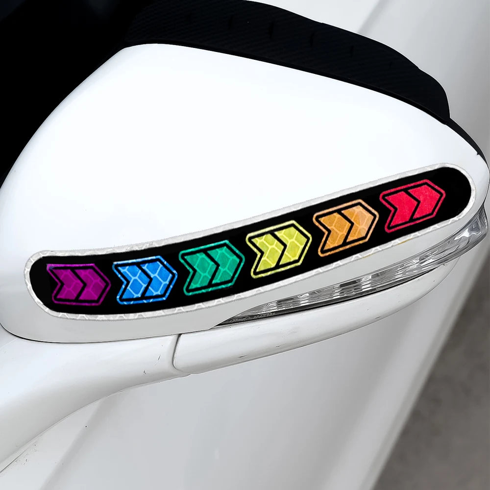 Car Reflective Mirror Safety Warning Stickers – Adhesive Reflective Tape for Auto Decor & DIY Styling (2pcs)