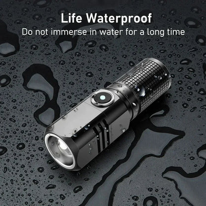 Mini LED Flashlight Super Bright Zoom Tactical USB Rechargeable Torch