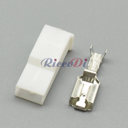 1 Pin 6.3mm Unsealed Connector 171809-3 DJ7015-6.3-21 Black White Female Automotive Wiring Plug