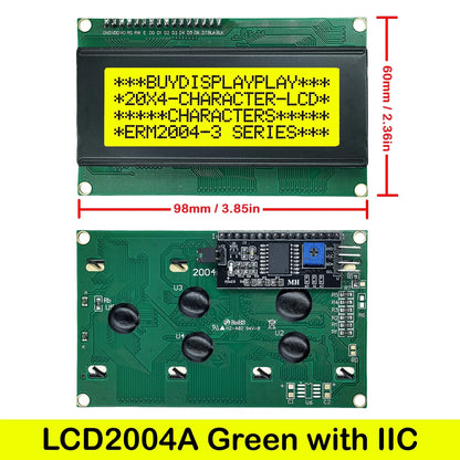 LCD2004A 20x4 Character I2C LCD Display Module HD44780 with Serial Interface Adapter Blue Green Screen for Arduino Projects