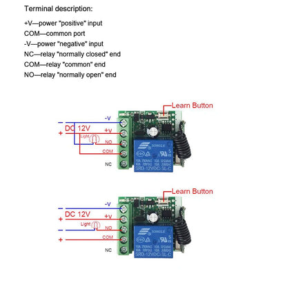 New DC 12V 1 Channel Wireless Relay Remote Control S Receiver With Transmitter