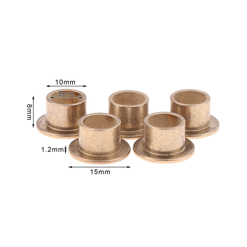 5Pcs Flange Bushing Copper Sleeve Inner Diameter 8MM Powder Metallurgy Oil Bearing With Edge Step Shoulder