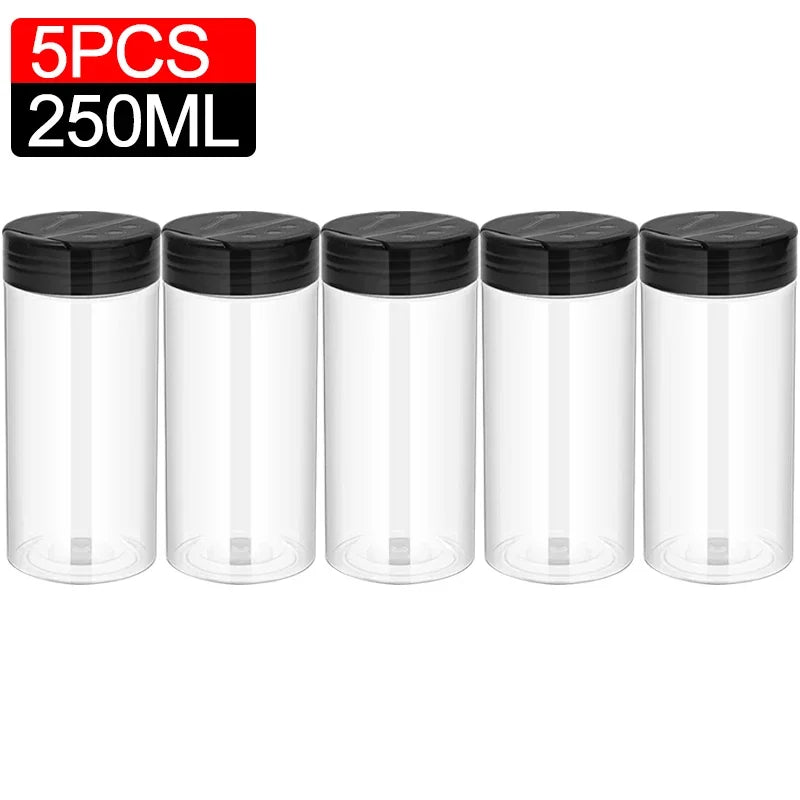 1/10Pcs Plastic Spice Jars with Shaker Lids Kitchen Empty Salt Pepper Condiment Powder Barbecue Seasoning Bottles Container