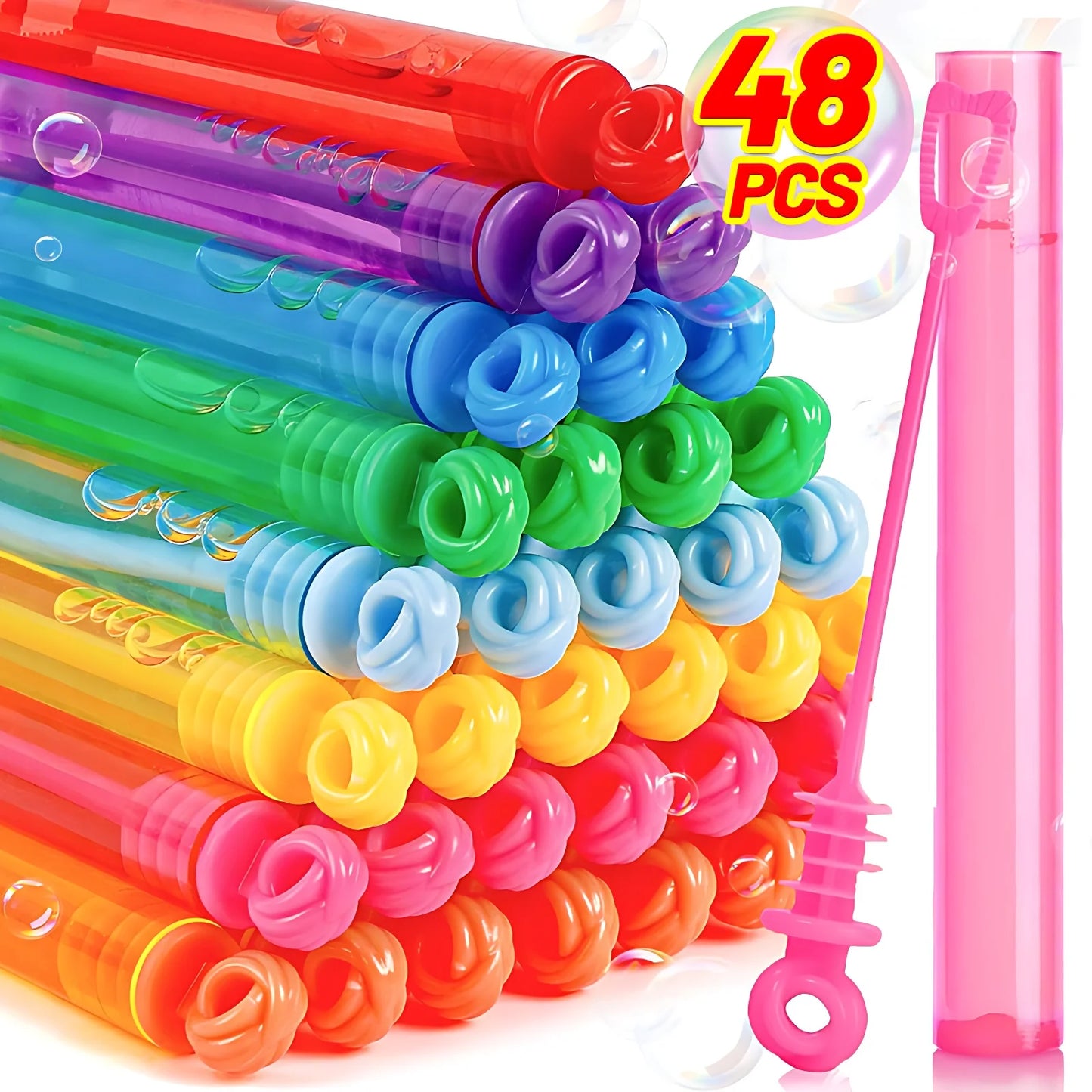 Colorful Bubble Soap Bottle Wand Soap Liquid Tube for Kids Birthday Party Favors Pinata Filler Toys Wedding Gifts 48/10pcs