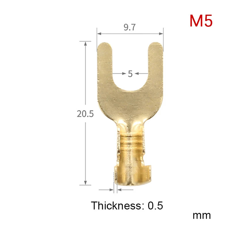 50pcs U-Shaped Brass Grounding Lug Fork Terminal Connector
