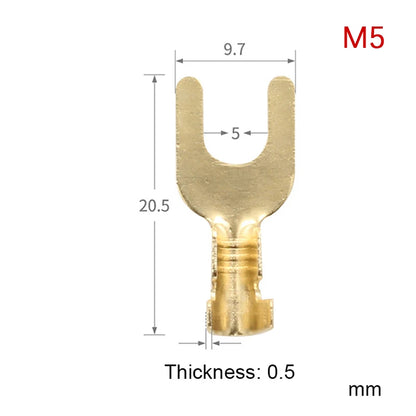 50pcs U-Shaped Brass Grounding Lug Fork Terminal Connector