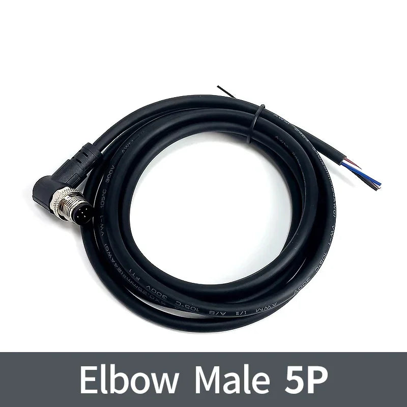 2m M12 Waterproof Sensor Cable Male & Female Connector 4/5/8/12 Pin Integrated Injection Molded
