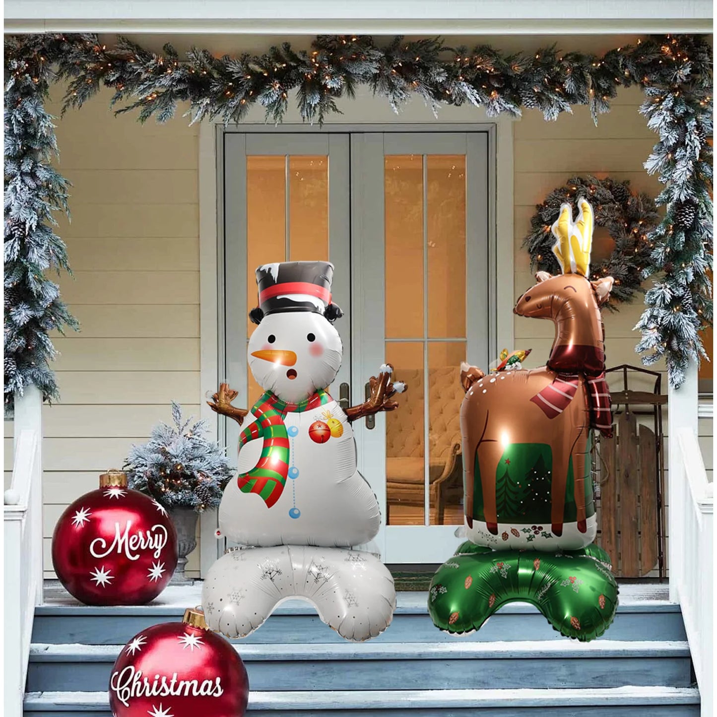 Christmas Foil Balloon, Giant Santa Claus and Gingerbread Man Decor, Aluminum Foil Balloon for Xmas Party, Air Globos Supplies