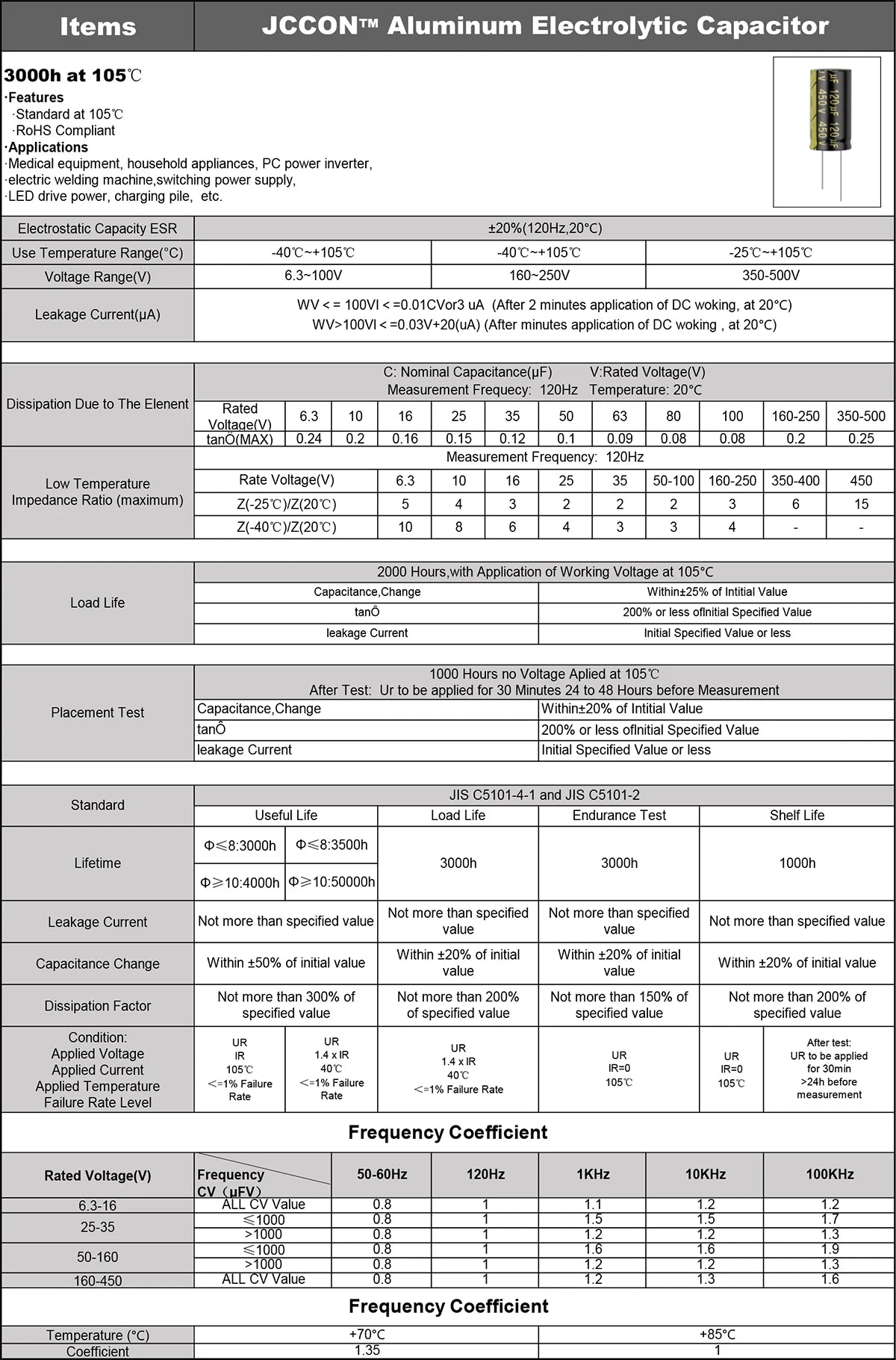 Aluminum Electrolytic Capacitor High Frequency Low ESR 25V–450V 68uF–10000uF