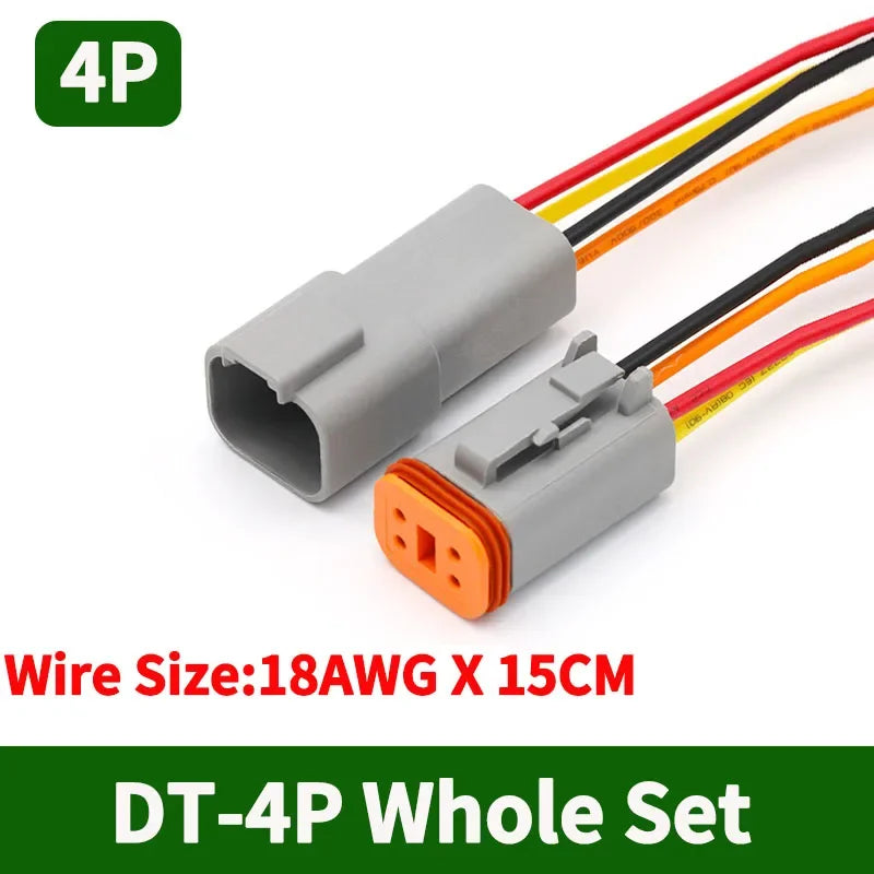 Deutsch DT Waterproof Connector with 15cm Wire DT06-2S DT04-2P 2/3/4/6/8/12 Pin 16-22AWG