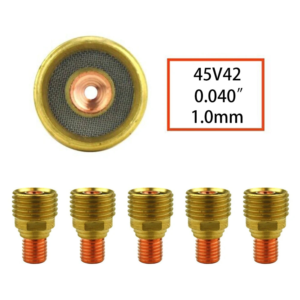 5pcs Welded Gas Lenses Collet Body For TIG Welding Torches Series 9/20/25 With Gas Lens Set-Up  0.020" 0.040" 1/16"  3/32" 1/8"