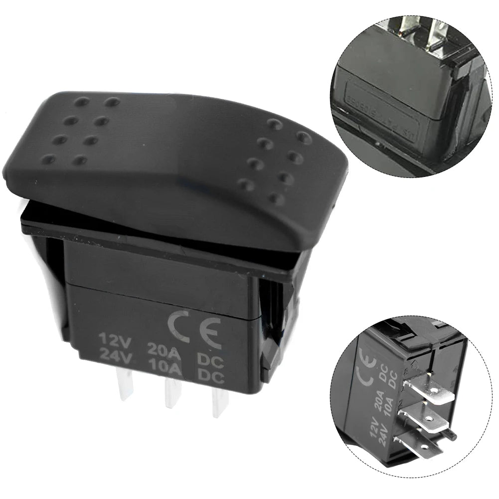SPDT Waterproof Switch 20A 12/24VDC Rocker Switch (ON)-OFF-(ON) Rectangular Rocker Switch For Automotive Supplies